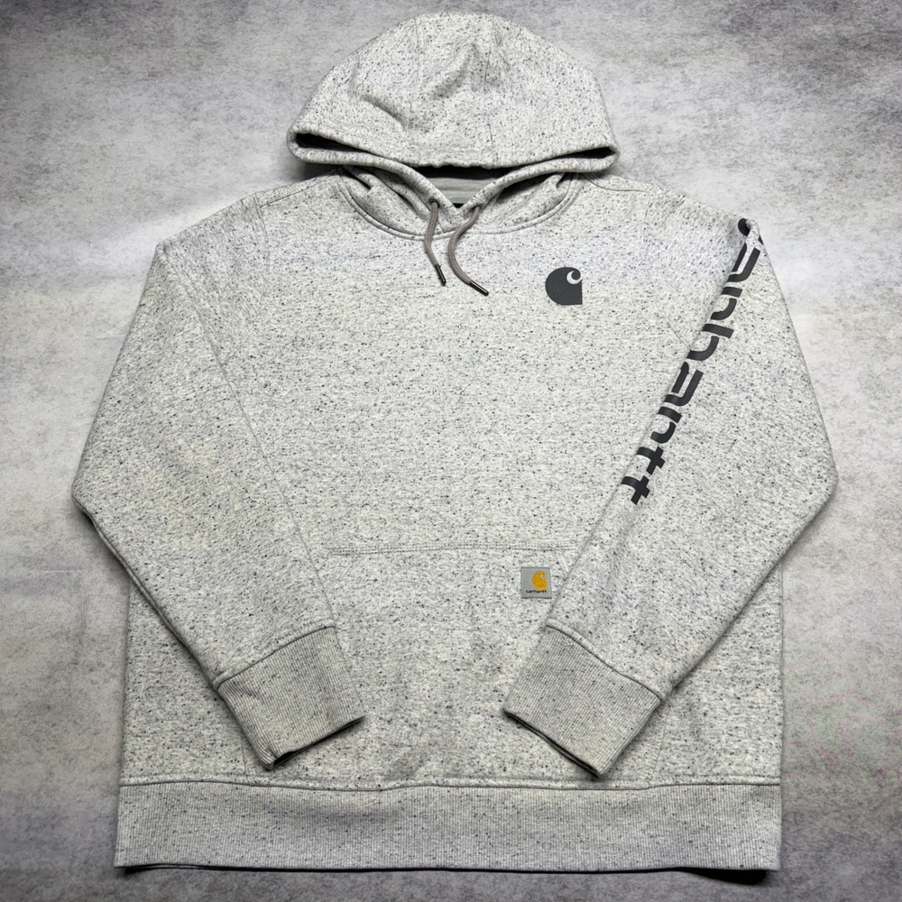 Carhartt Relaxed Fit Grey Speckled Hoodie Sleeve Graphic TS0288-W Youth L 12-14